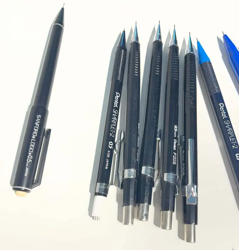 Vintage Pentel Japan Mechanical Pencil Lot P205 P207 Sharplet, Sanford LOGO, 0.5
